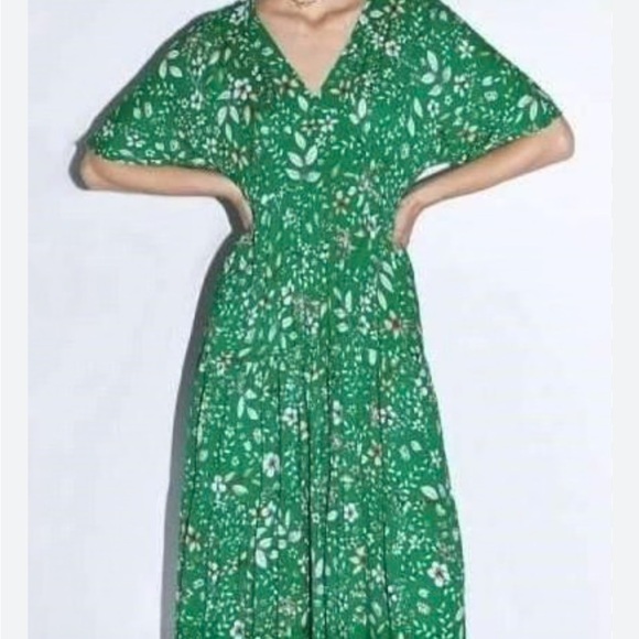 Zara Green Floral Midi Dress - Picture 3 of 8
